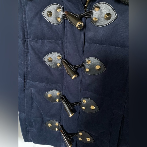 Juicy Couture Studded Dark Blue Down Jacket/Coat Y2K Edgy Elegant Luxury - Picture 8 of 14